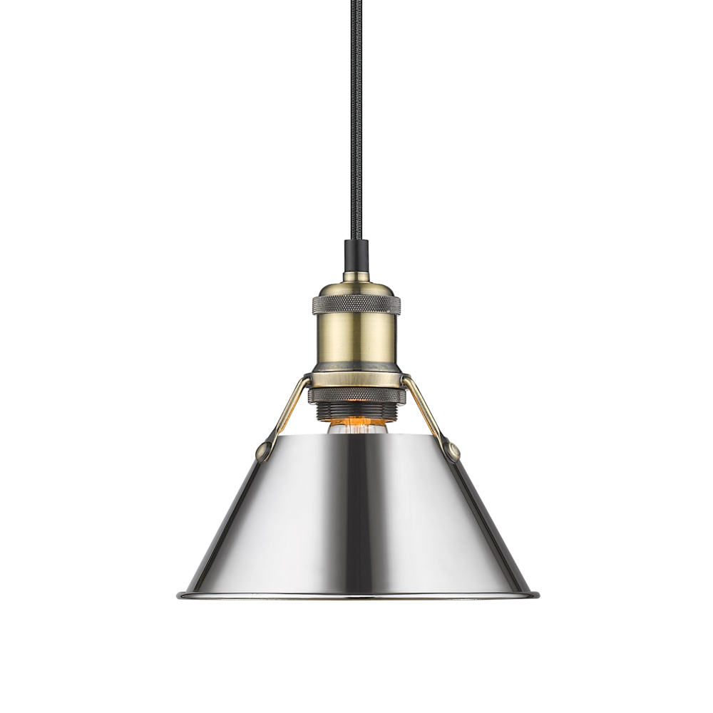 Yep by Golden Lighting Orwell 1-light 8in Pendant in Aged Brass and Chrome shade